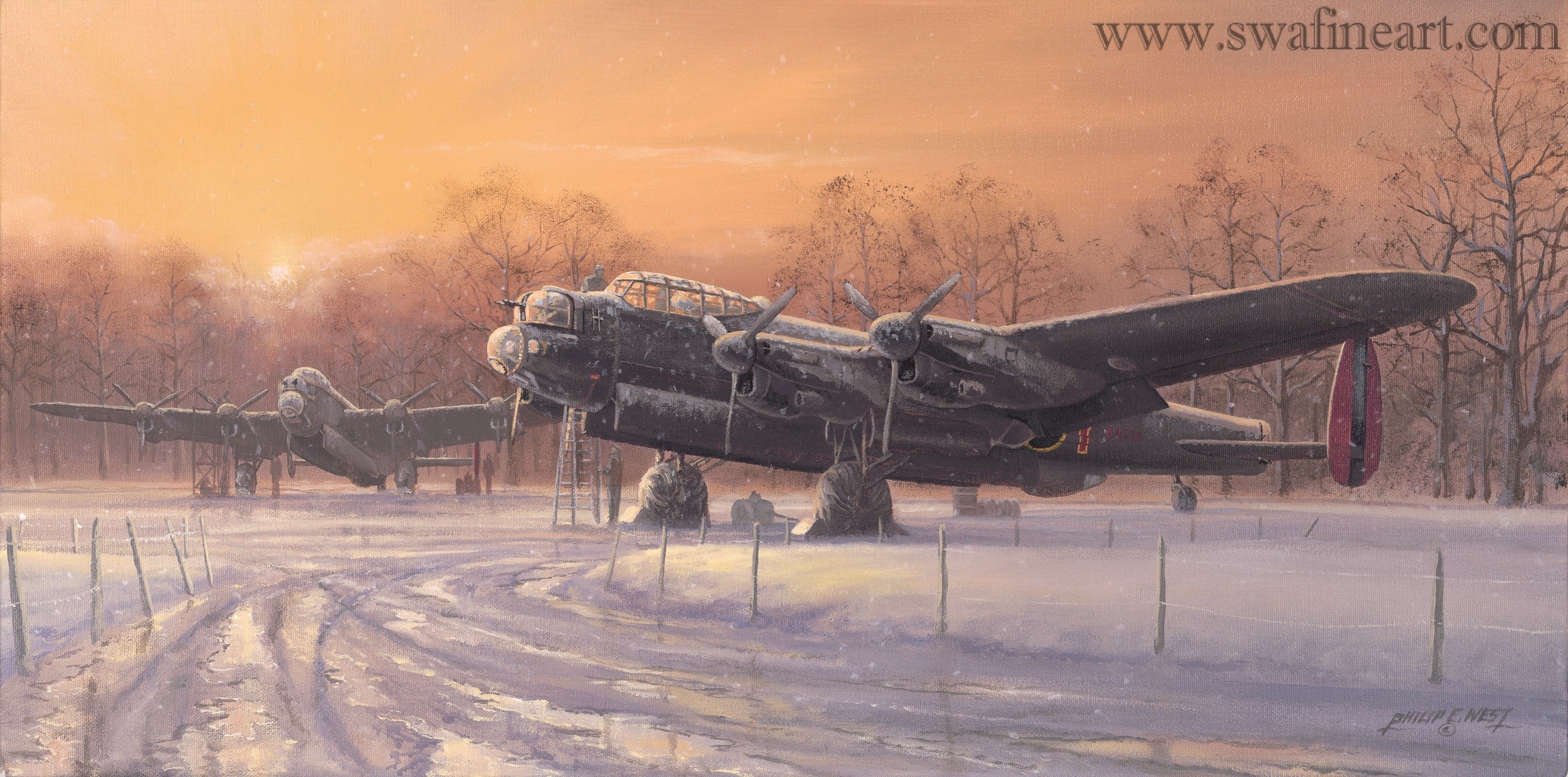 A Winter's Dawn Lancaster Bomber print East Kirkby Lincolnshire