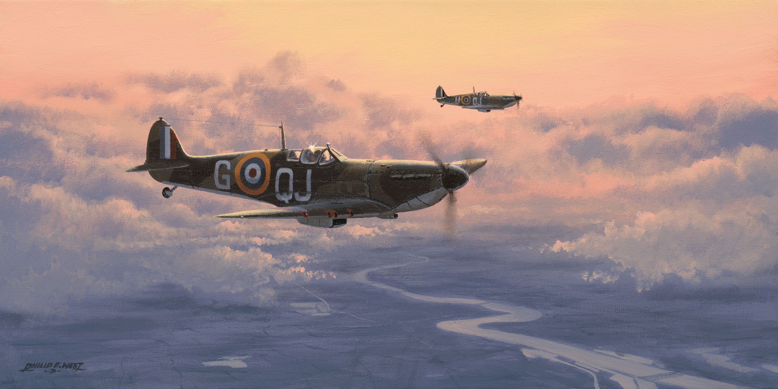 Home at Dusk Supermarine Spitfire Aviation limited edition print